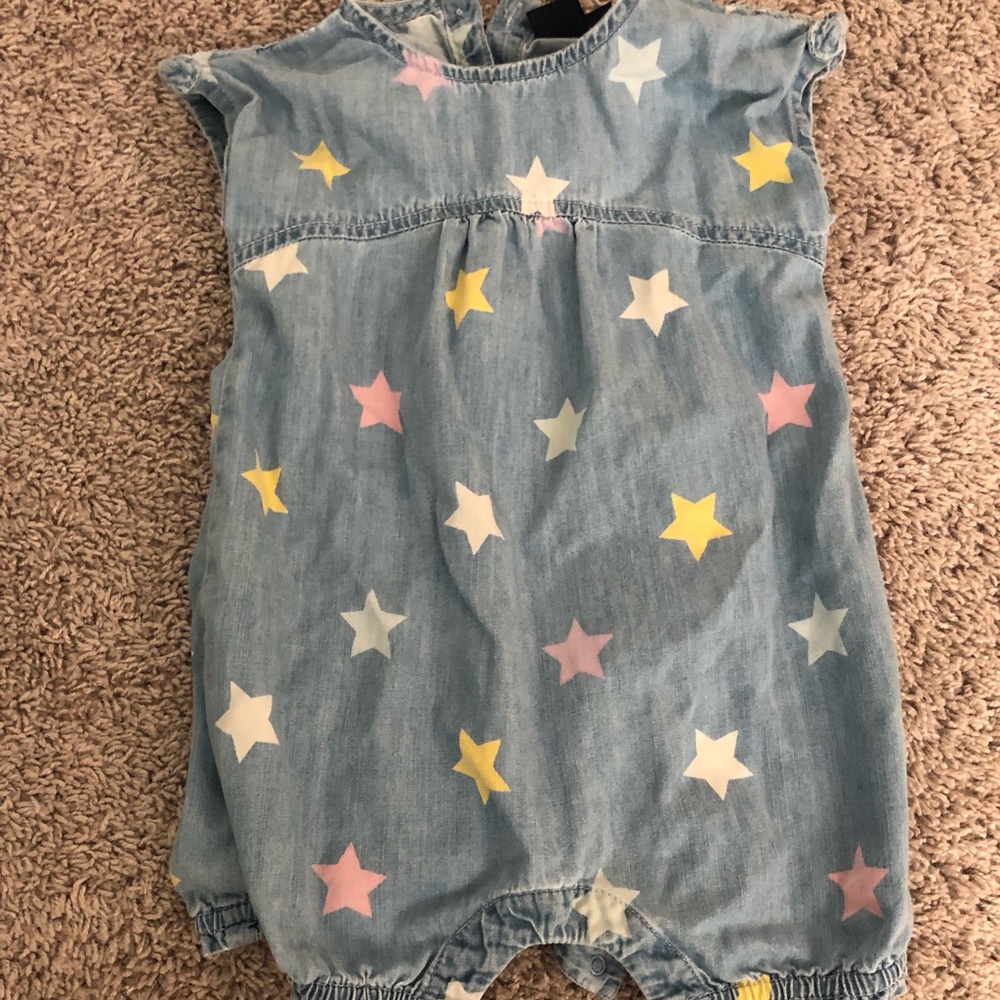 Chambray star bubble romper